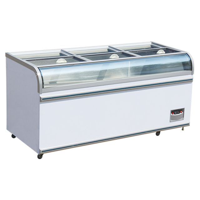 <-15 Degree Curved Top Display Island Freezer